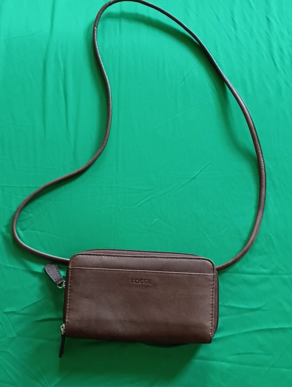 Fossil Brown Leather Crossbody Wallet Bag